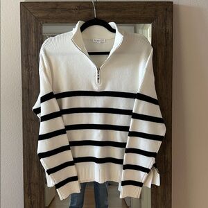 AEMI+CO Striped White and Black Women's Sweater- brand new without tag - size L